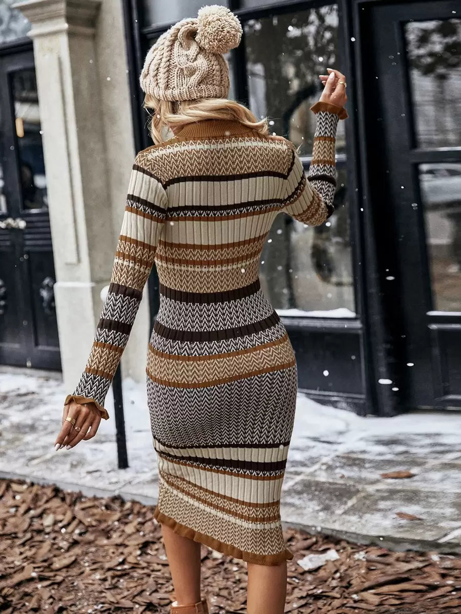 Robe en Maille Rayée - Robe Pull