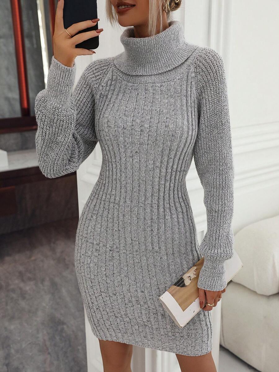 Robe en Maille Col Roulé - Robe Pull