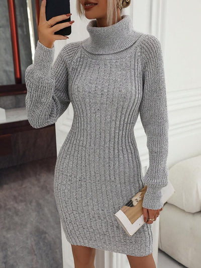 Robe en Maille Col Roulé - Robe Pull