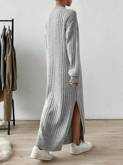 Robe Longue en Maille Côtelée - Robe Pull