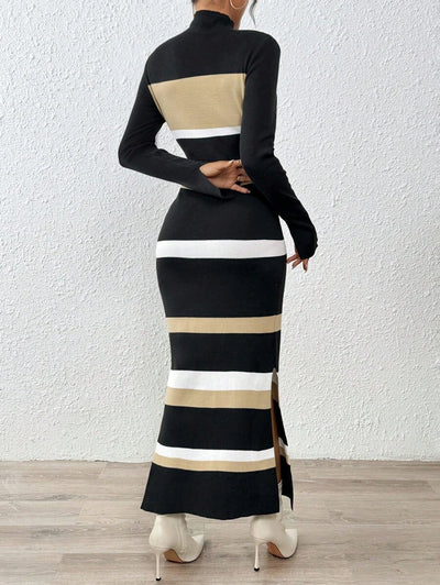 Robe en Maille Fendue - Robe Pull