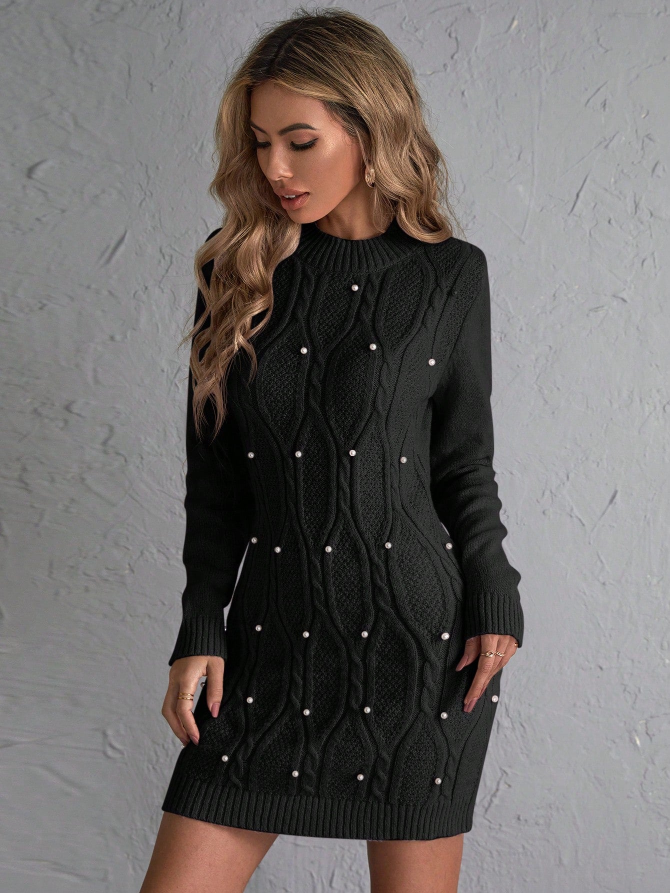 Robe en Maille Noir - Robe Pull