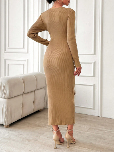 Robe Longue Beige - Robe Pull
