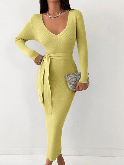 Robe Longue Jaune - Robe Pull