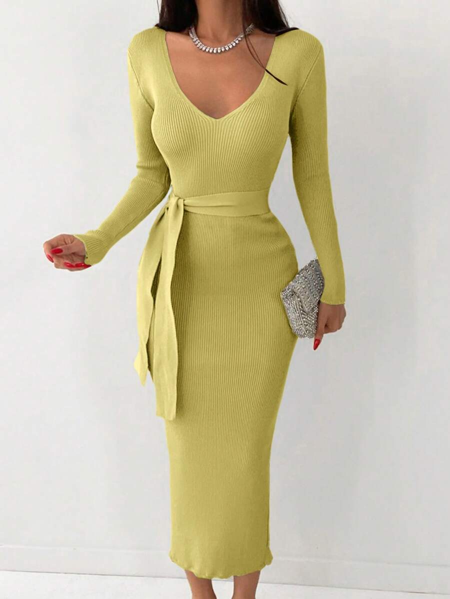 Robe Longue Jaune - Robe Pull