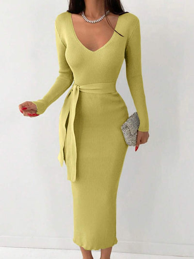 Robe Longue Jaune - Robe Pull