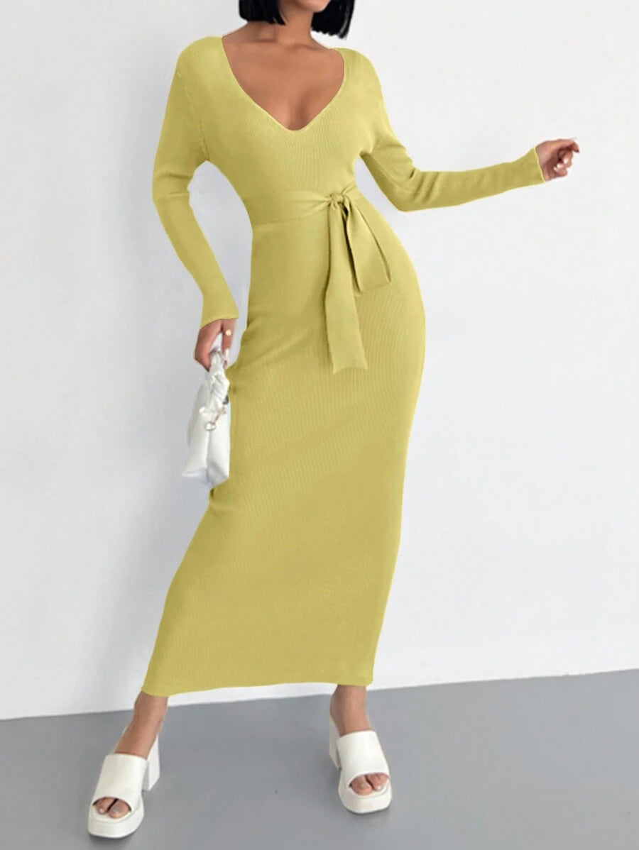 Robe Longue Jaune - Robe Pull