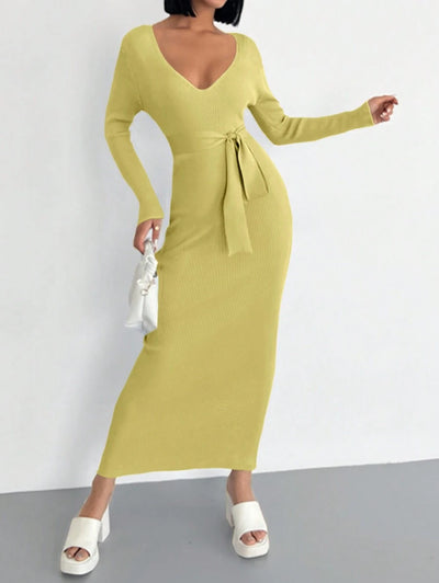 Robe Longue Jaune - Robe Pull