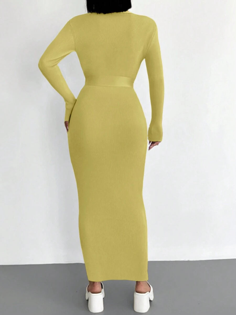 Robe Longue Jaune - Robe Pull