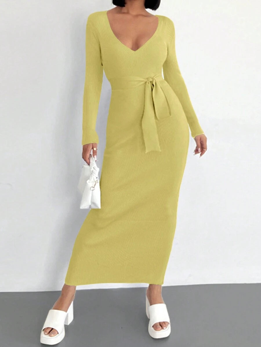 Robe Longue Jaune - Robe Pull
