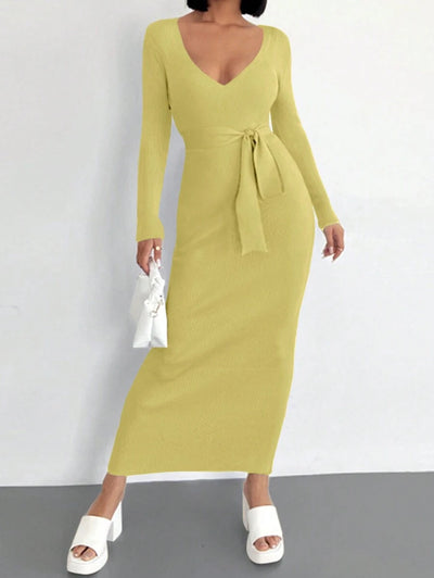 Robe Longue Jaune - Robe Pull