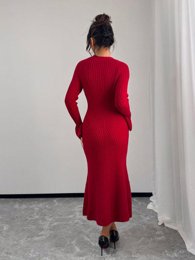 Robe en Maille Rouge - Robe Pull