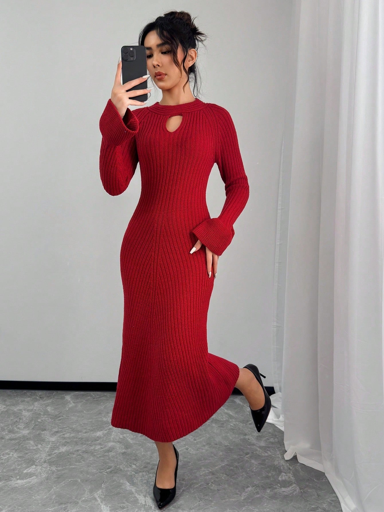 Robe en Maille Rouge - Robe Pull