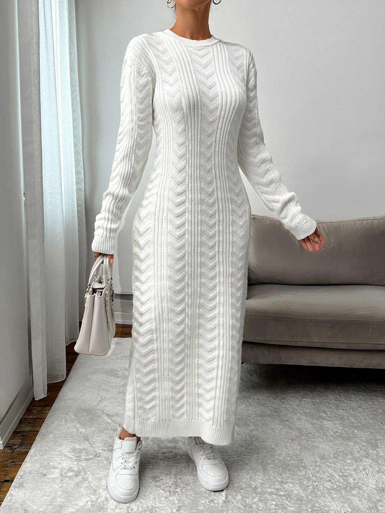 Robe en Maille Blanche - Robe Pull