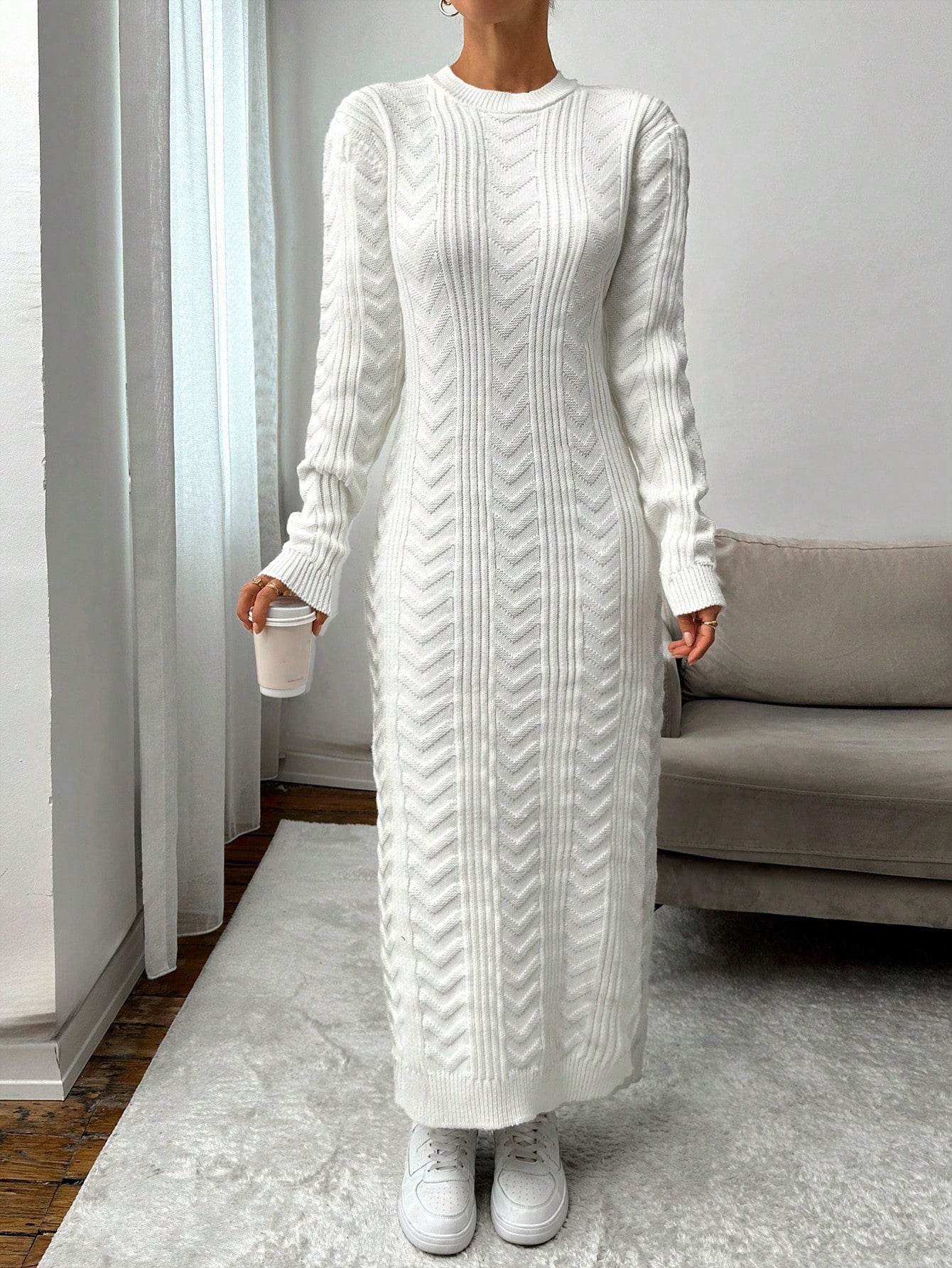 Robe en Maille Blanche - Robe Pull