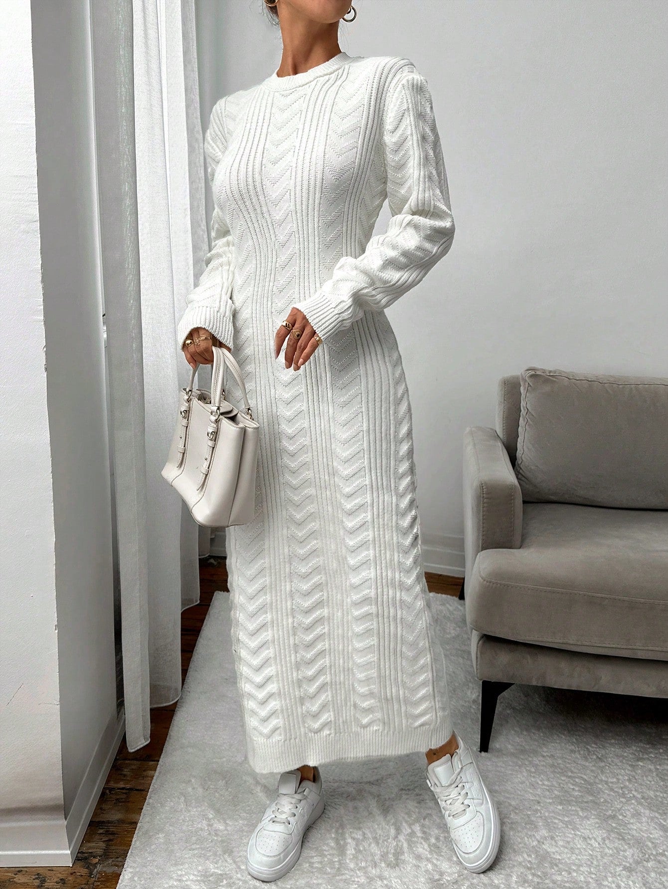 Robe en Maille Blanche - Robe Pull