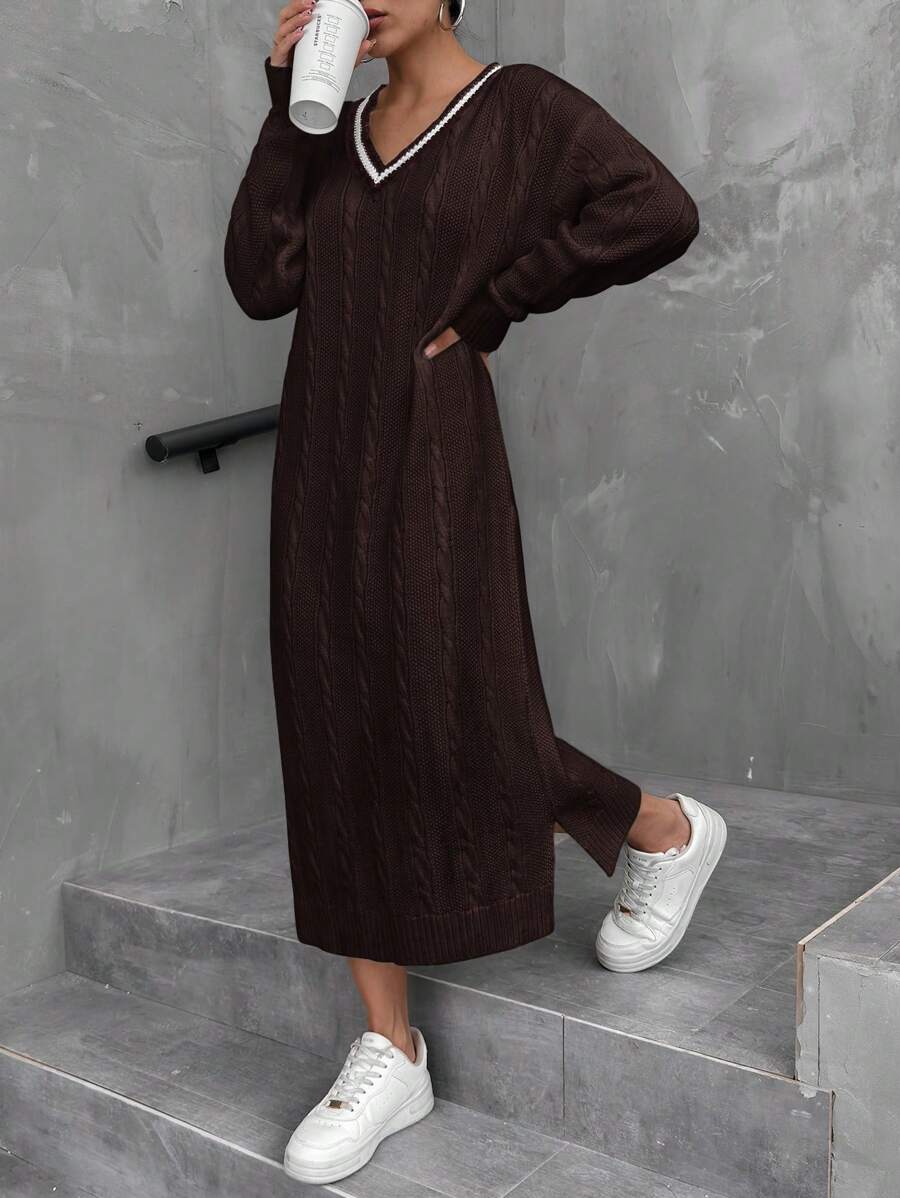 Robe Longue Marron - Robe Pull