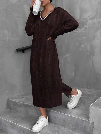 Robe Longue Marron - Robe Pull