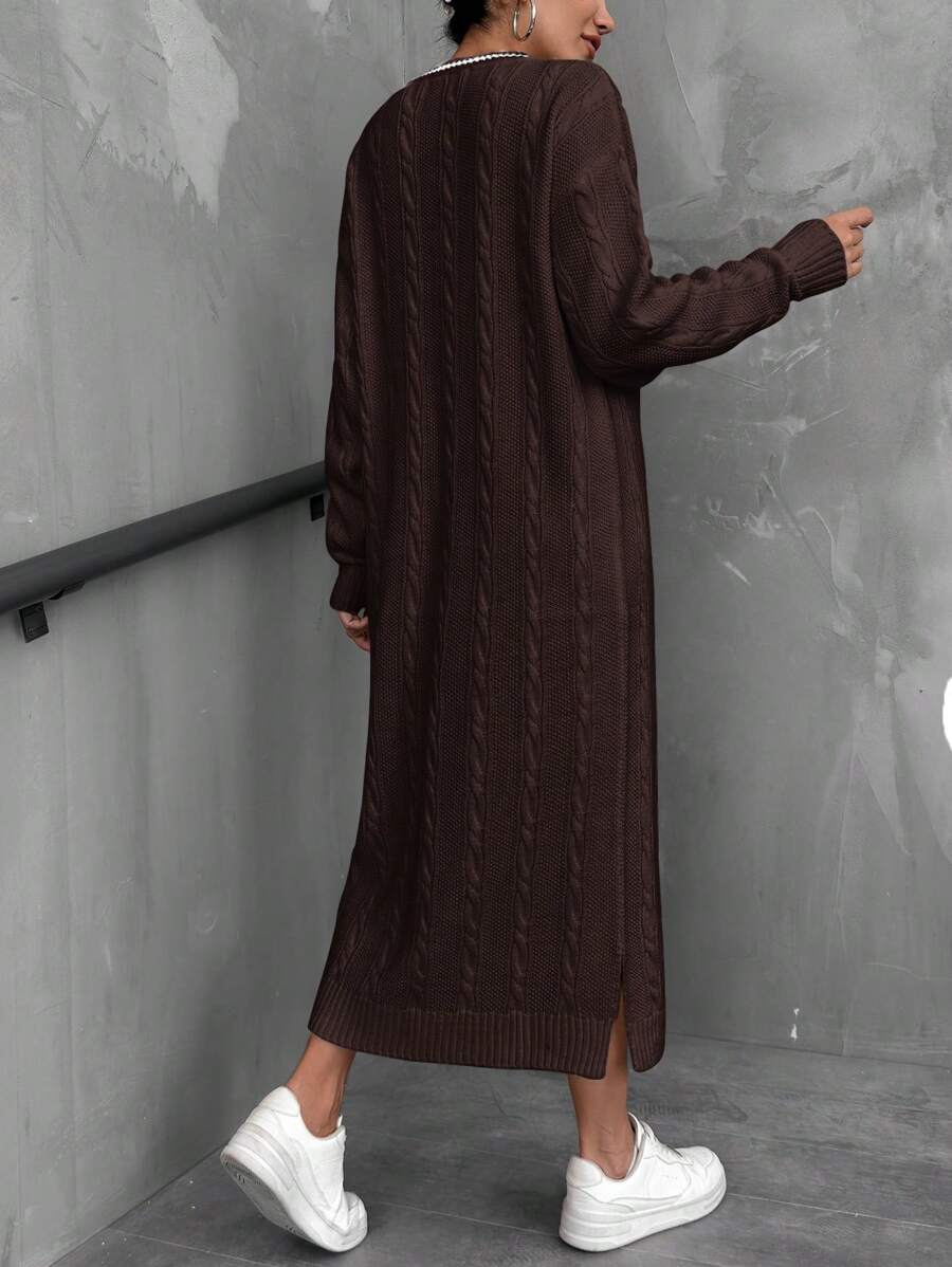 Robe Longue Marron - Robe Pull