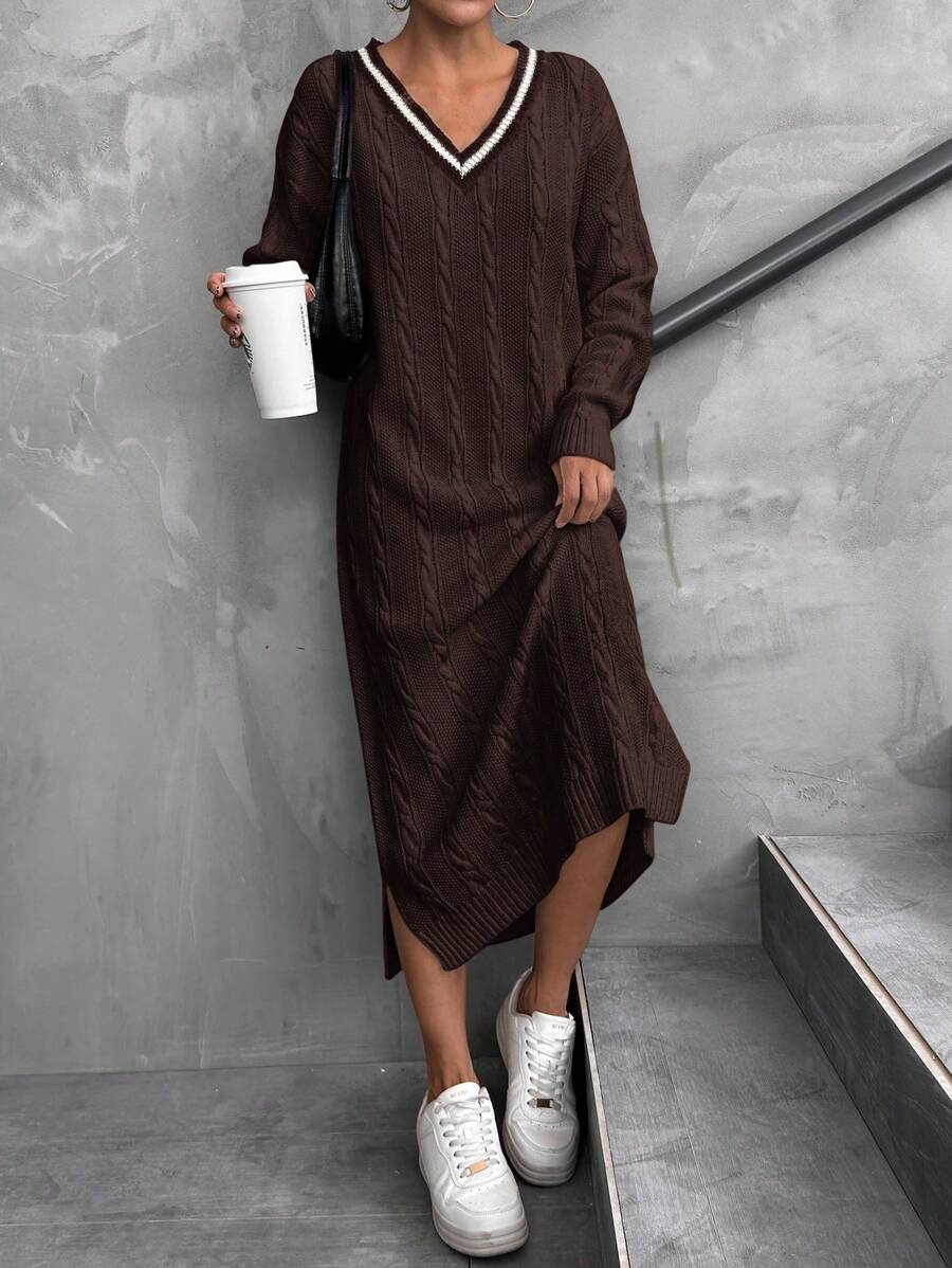 Robe Longue Marron - Robe Pull