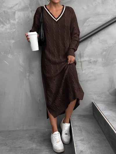 Robe Longue Marron - Robe Pull