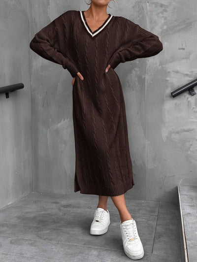 Robe Longue Marron - Robe Pull