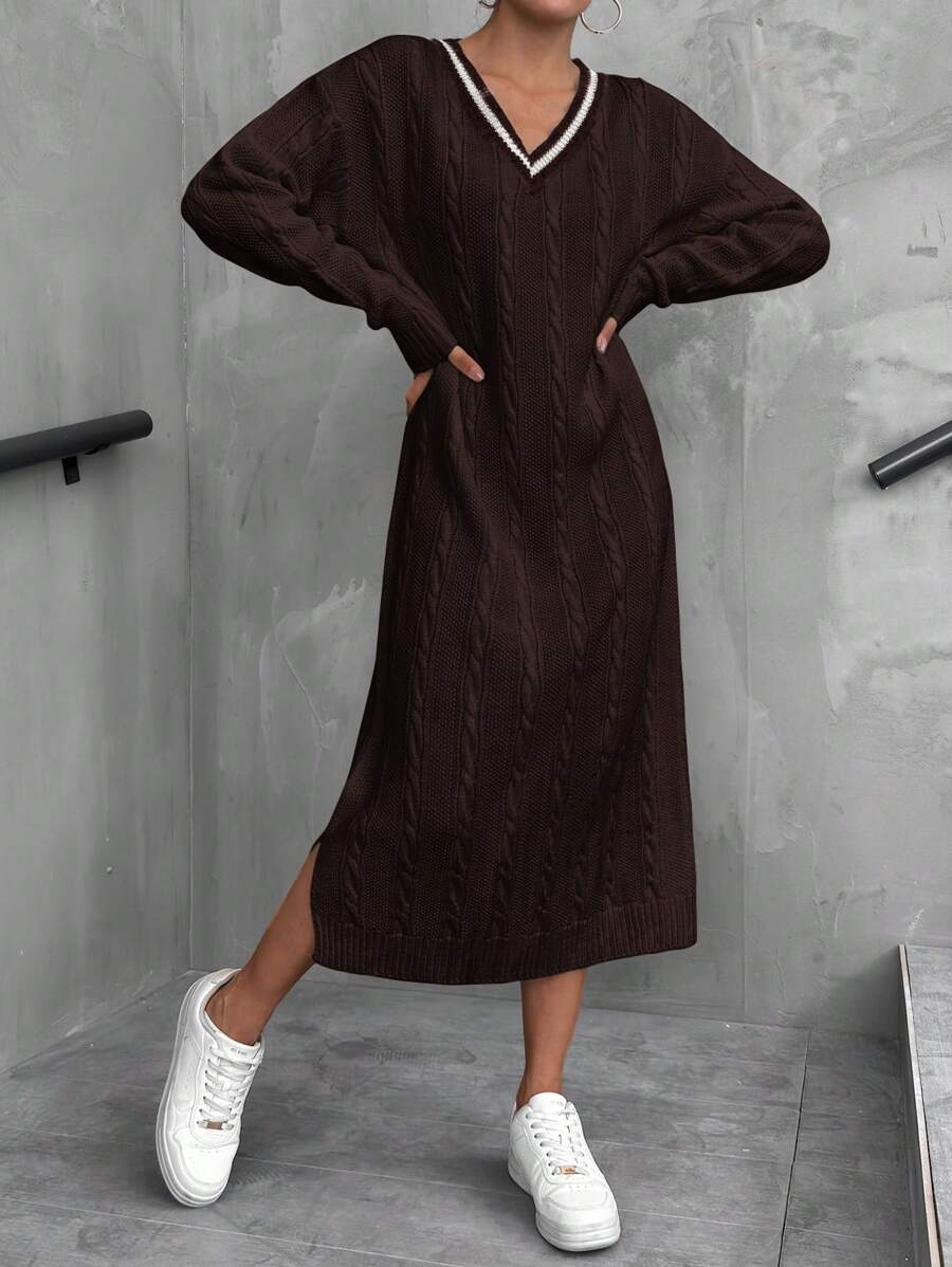 Robe Longue Marron - Robe Pull