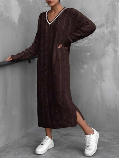 Robe Longue Marron - Robe Pull