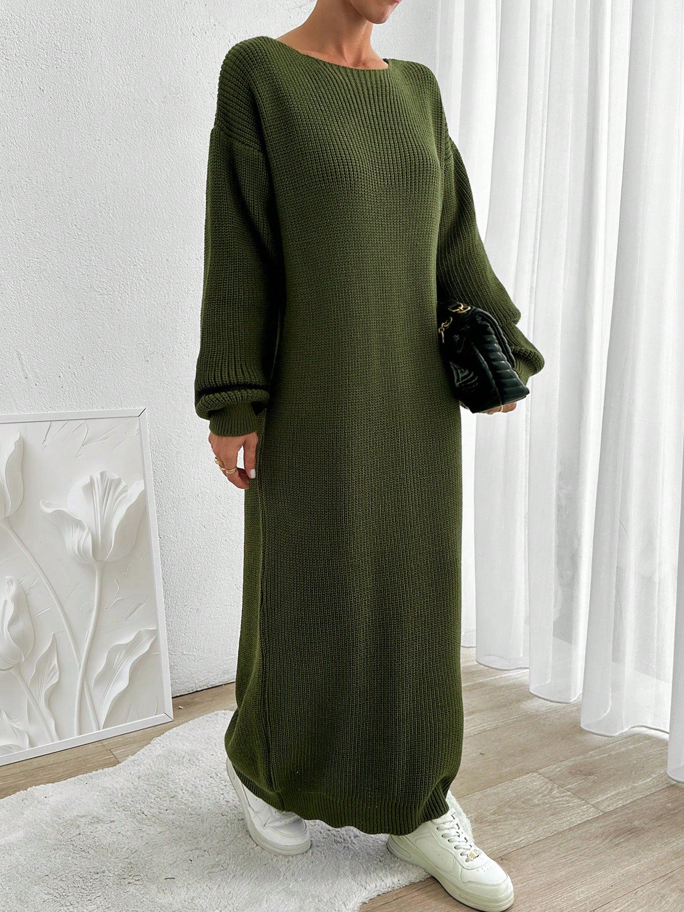 Robe Longue Verte - Robe Pull