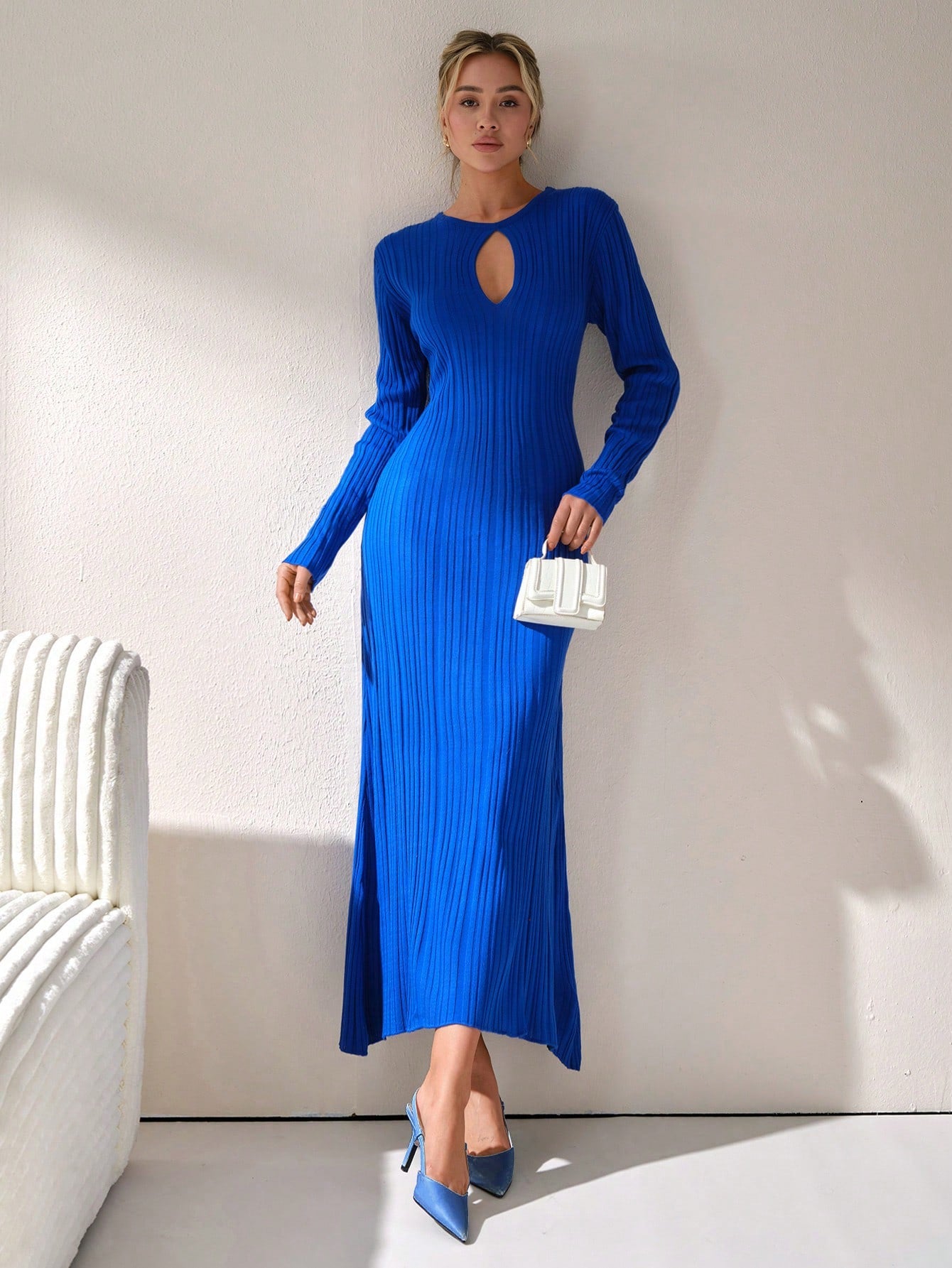 Robe Longue Bleu - Robe Pull