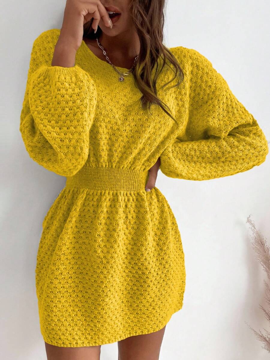 Robe en Maille Jaune - Robe Pull