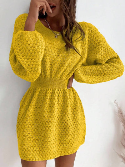 Robe en Maille Jaune - Robe Pull