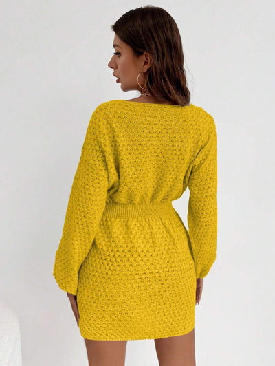 Robe en Maille Jaune - Robe Pull