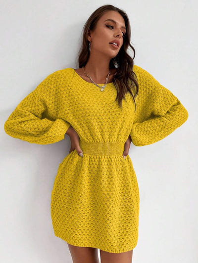 Robe en Maille Jaune - Robe Pull