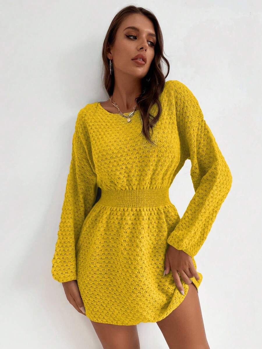 Robe en Maille Jaune - Robe Pull