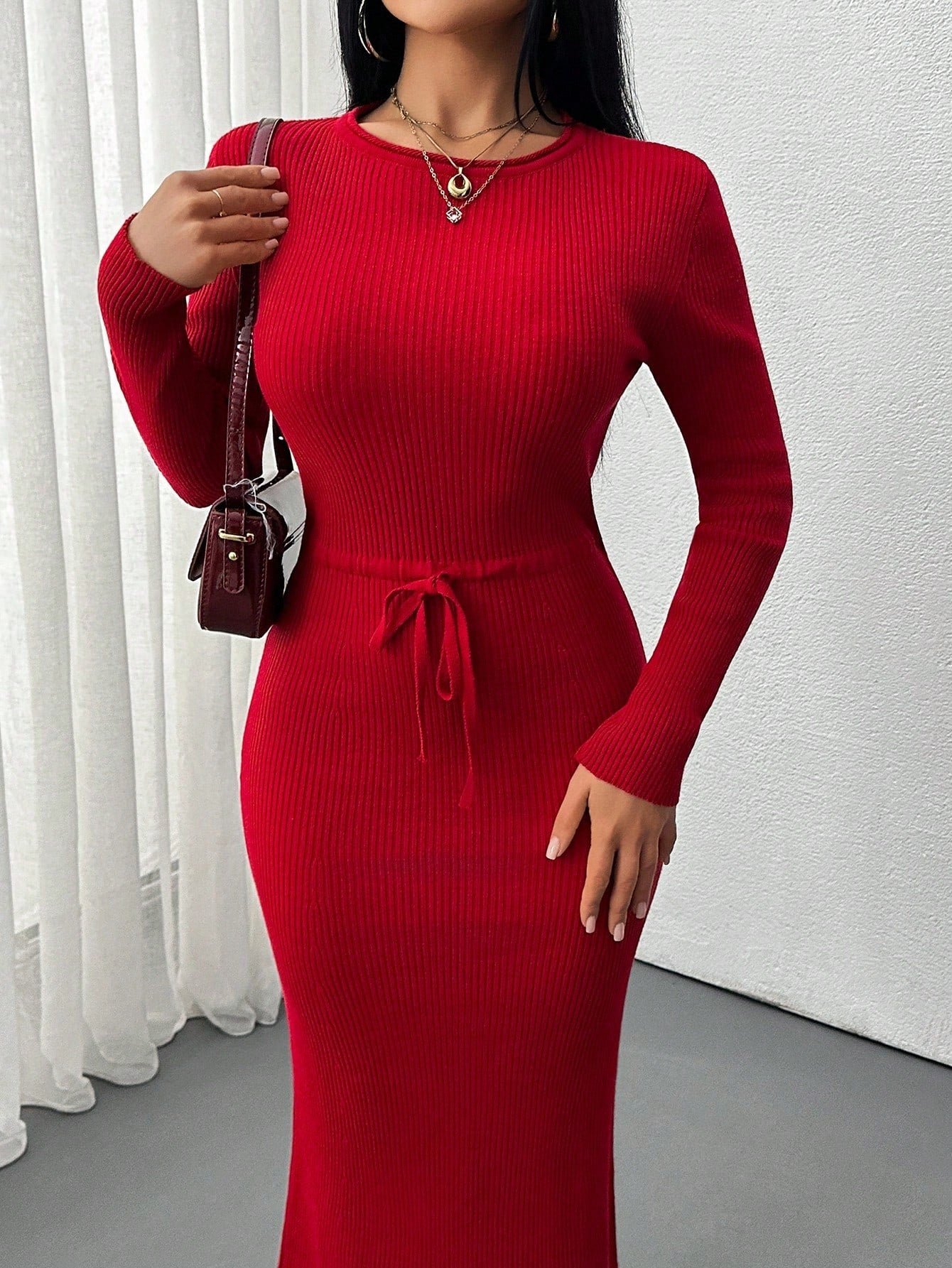 Robe Longue Rouge - Robe Pull
