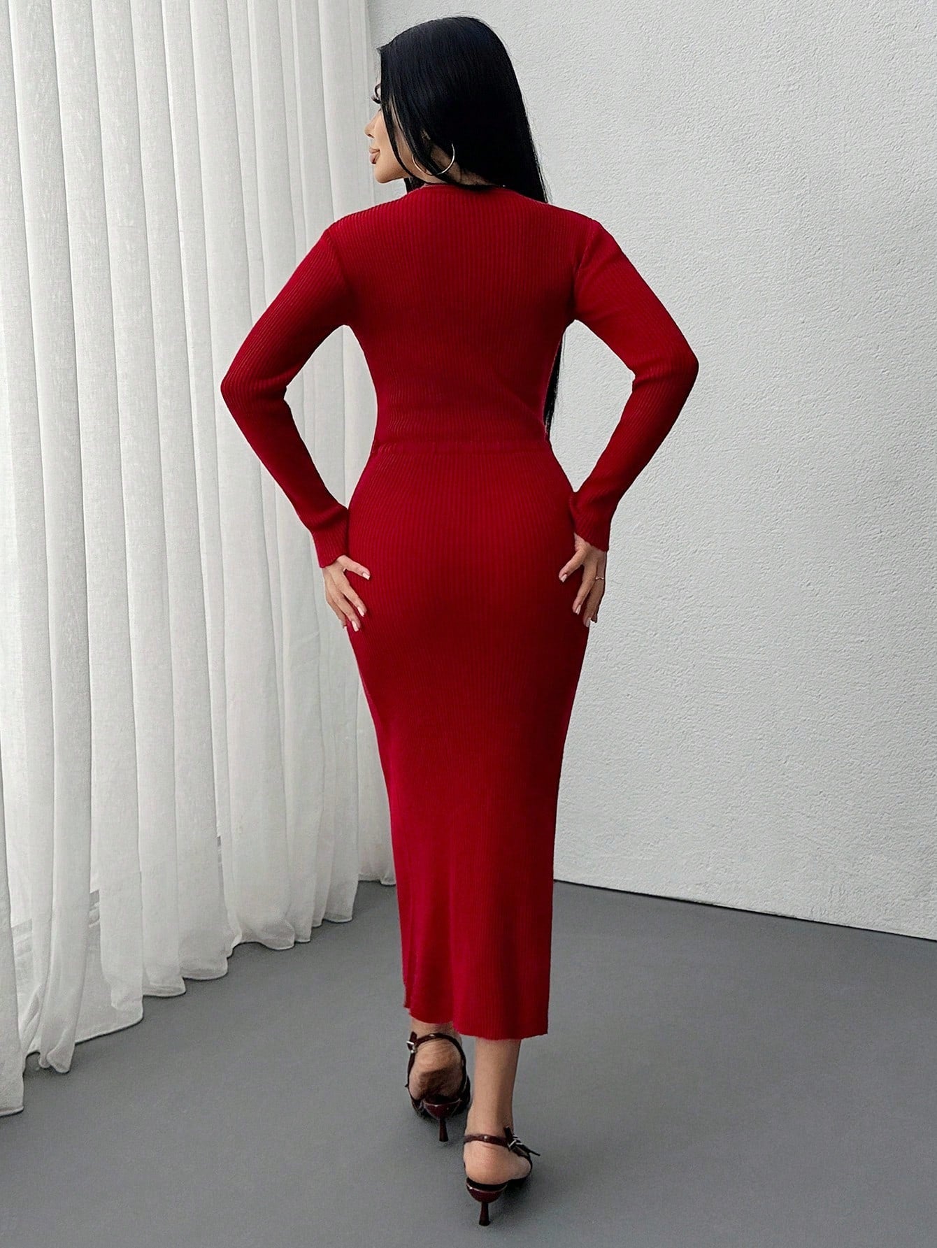 Robe Longue Rouge - Robe Pull