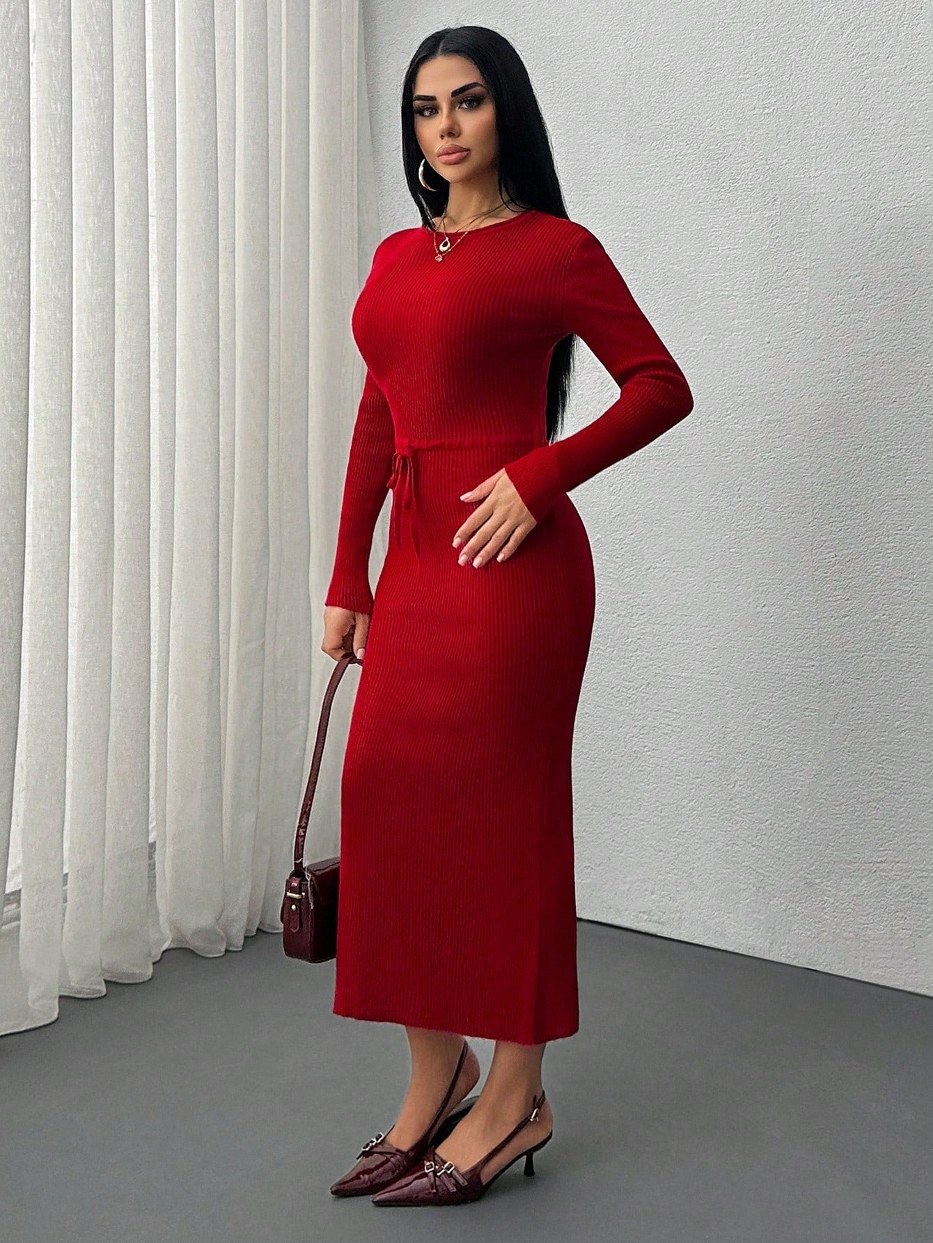 Robe Longue Rouge - Robe Pull