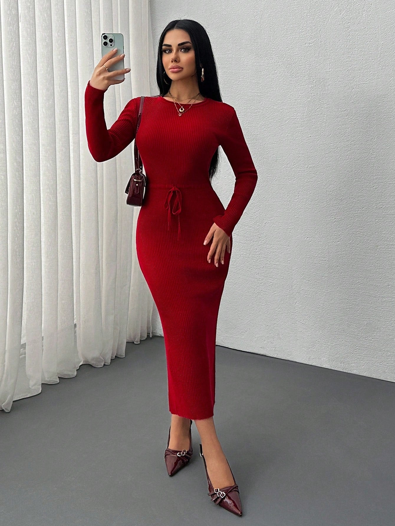 Robe Longue Rouge - Robe Pull