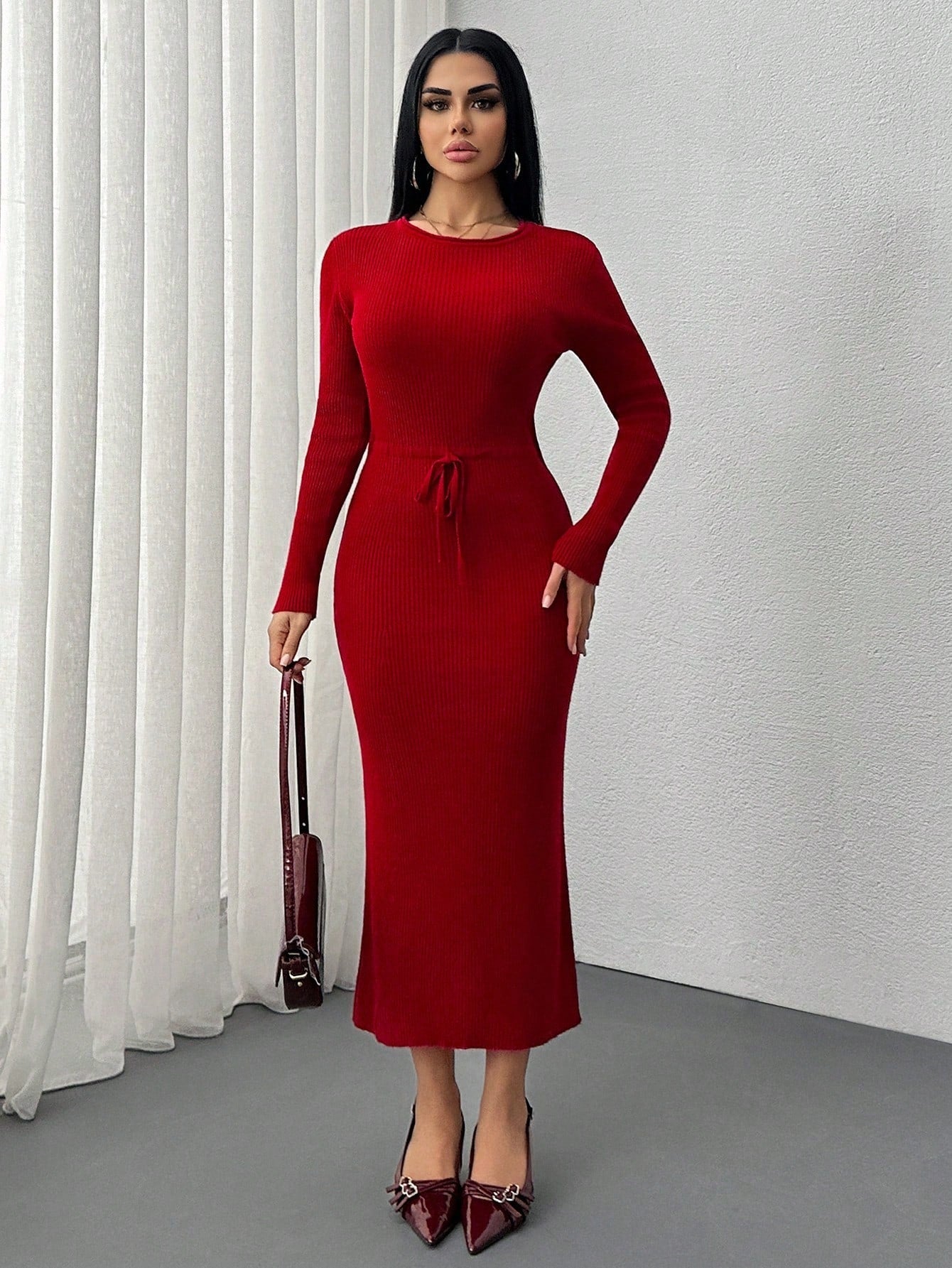 Robe Longue Rouge - Robe Pull