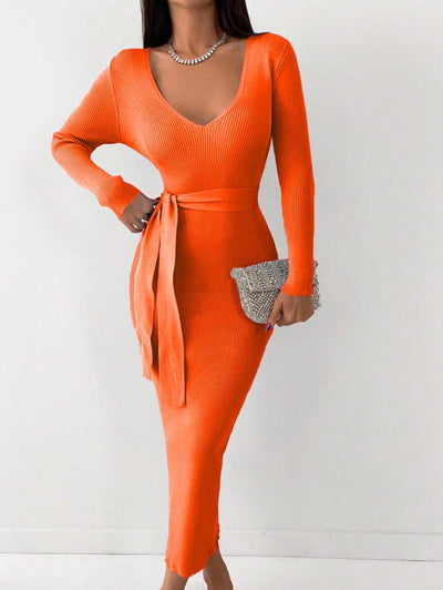 Robe en Maille Orange - Robe Pull