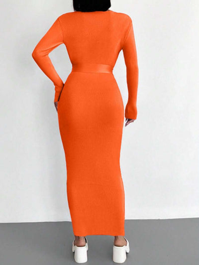 Robe en Maille Orange - Robe Pull
