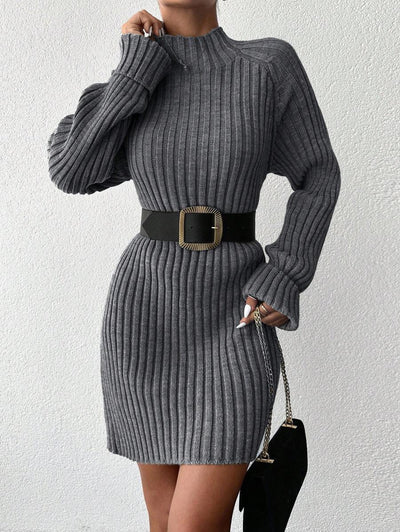 Robe en Maille Col Montant - Robe Pull