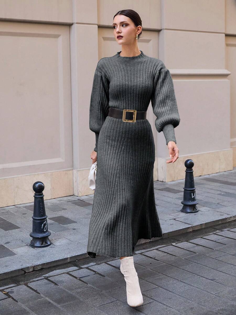 Robe Longue Grise - Robe Pull