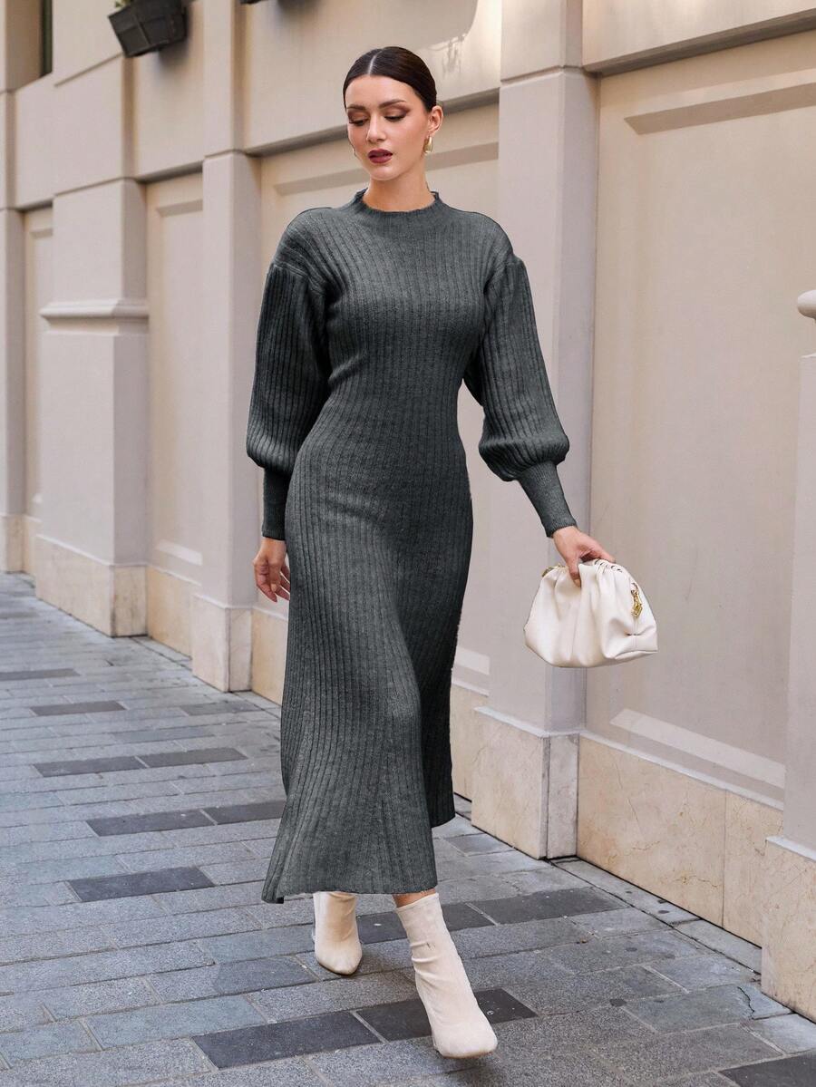 Robe Longue Grise - Robe Pull