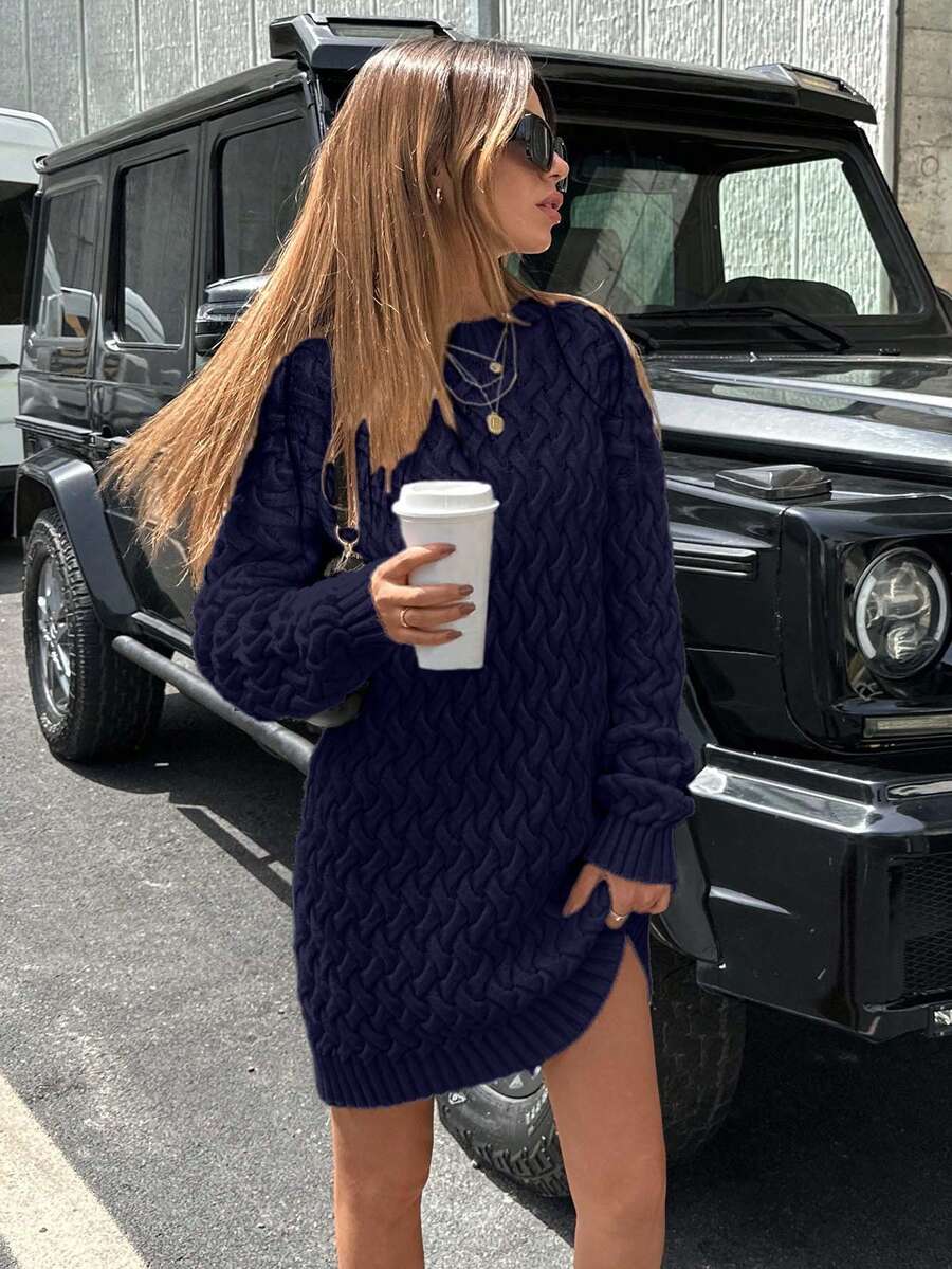 Robe en Maille Bleu - Robe Pull
